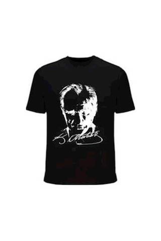 Atatürk Baskılı Siyah Tişört Unisex