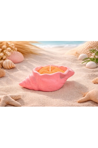 Oyster Candle- El Yapımı Mum Pembe-turuncu