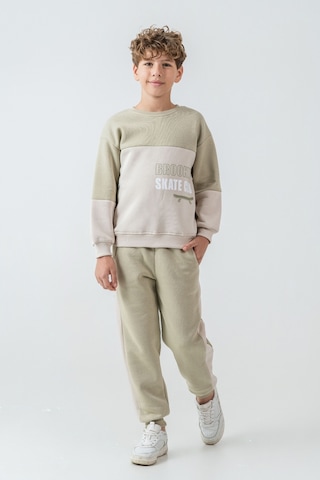 Erkek Çocuk Brooklyn Skat Clup Baskılı 3 İplik Kalın Kışlık Eşofman Takımı Ak4228 Yeşil