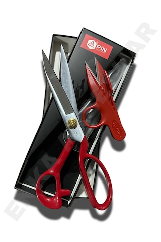 Pın - 1094 9 Inc Kırmızı Saplı Çelik Gövde Profesyonel Terzi Makası