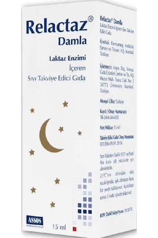 Relactaz Laktaz Enzimi Içeren Damla 15 Ml