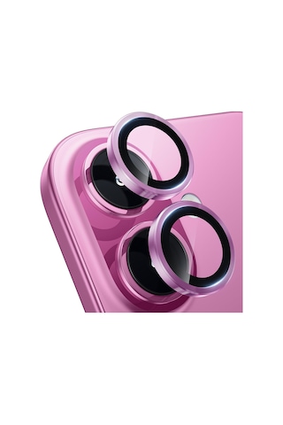 Apple Uyumlu iPhone 16 Plus Raze Metal Kamera Lens Koruyucu Pembe