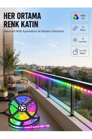Ers 5 Metre Kumandalı Rgb Şerit Led Aydınlatma