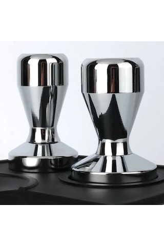 Yifomall 51mm Paslanmaz Çelik Kahve Tamperı, Ev Kullanıma Uygun, Ayarlanabilir, Katı Gövde, Espresso Dolgu Aracı Gümüş