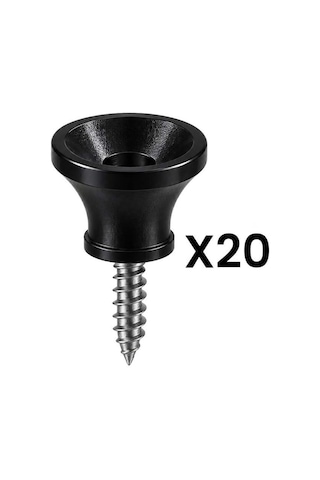 Midex Pm1-20x Siyah Plastik Gitar Askı Pimi Vidalı Omuz Askısı Bağlantı Aparatı 20'li