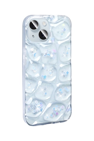 Apple Uyumlu iPhone 15 İle 3d Kabartmalı Simli Yumuşak Tam Koruma Telefon Kılıfı Kapak