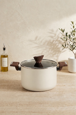Titanyum Makarna Tenceresi 22 Cm Krem Krem