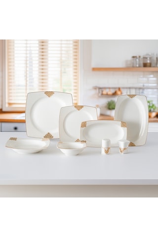 Remetta 55parça Yemek Takımı Beyaz/gold