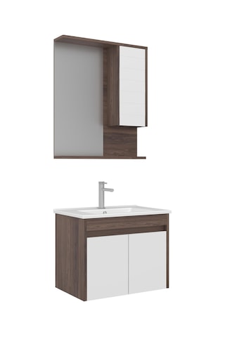 Orka Serra 65 Cm Navaro/beyaz Banyo Dolabı Alt Modül Ve Lavabo Navaro/beyaz