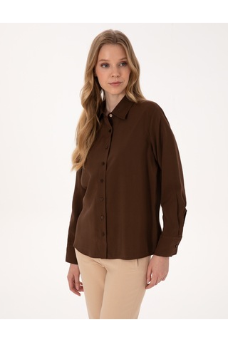 Pierre Cardin Kadın Koyu Kahverengi Gömlek Desenli 50318219-vr084 Koyu Kahverengi