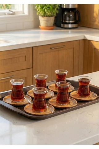 Bambu Çay Tabağı Seti - 6 Parça, 10 Cm Bambu