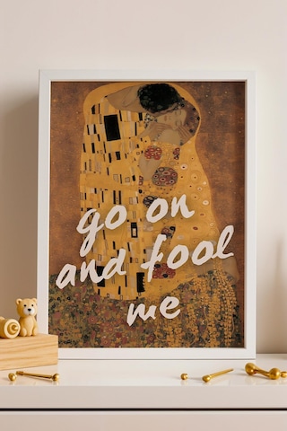 Gustav Klimt The Kiss Çerçeveli Tablo Go On And Fool Me Sevgiliye Romantik Hediye Altered Art