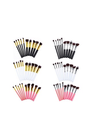 Moveevo Büyük Ve 5 Küçük Elyaf Saç Fırçası Ile 10 Adet Makyaj Fırçası Seti Kozmetik Güzellik Araç Seti