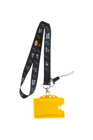 Rick And Morty Iı Kart Askı Ipi, Yaka Askı Ipi, Telefon Askısı Ve Sarı Plastik Yatay Kartlık