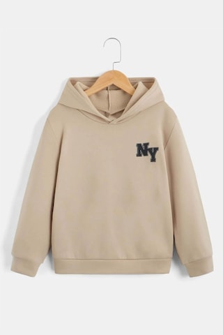 Uyguntarz Ny Baskılı Erkek - Kız Çocuk Rahat Kalıp Sweatshirt Bej