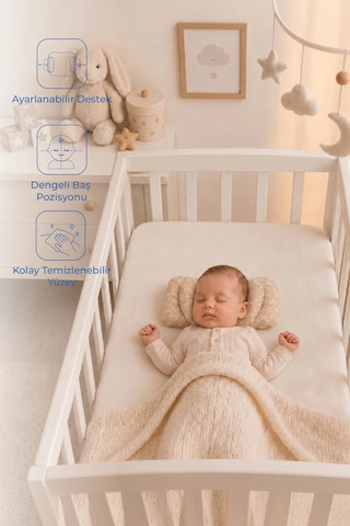 Babyjem Ayarlanabilir Düz Kafa Yastığı Somon Çiçek