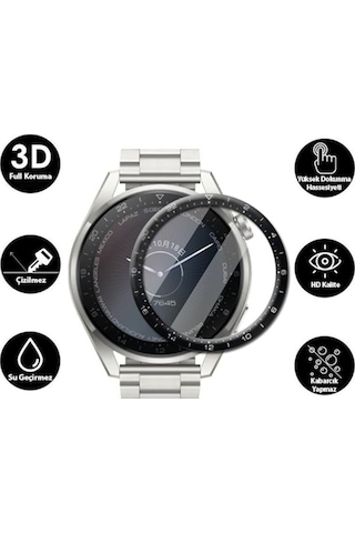 Huawei Watch 3 Pro 3D Full Kaplama Ekran Koruyucu Pet+Pmma (523365533)-Siyah