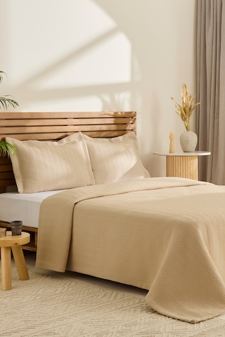 Kaşmir Home Infınity Çift Kişilik Yatak Örtüsü Takımı Bej Bej