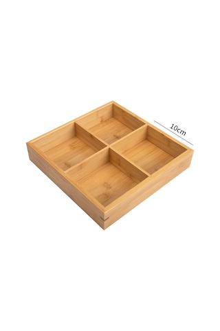 Sones Sıcak Tencere Bambu Tabak Bölmeli Tepsi Sebze Ahşap Tepsi Seti Küçük Dört Izgara Bambu Tabak