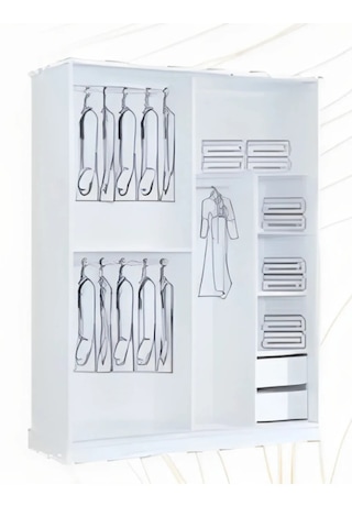 Efes 160 X 59 X 212 Sürgülü Dolap-beyaz-aynalı