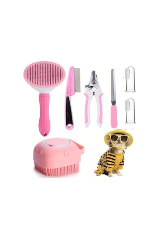 Shuangyou 7'lü Evcil Hayvan Bakım Seti - Köpek Tarak, Şampuan Fırçası, Tırnak Makası Ve Daha Fazlası