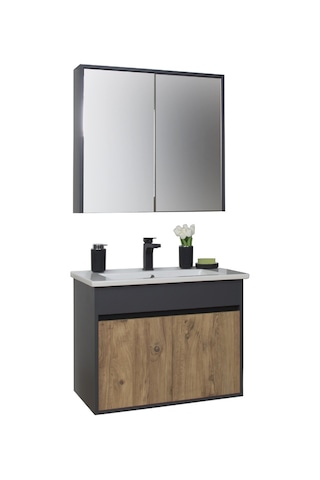 Aras Tk. Asma Alt+üst+lavabo Antrasit/atlantik Çam 65 Cm