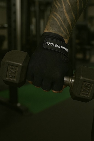 Supplementhane Fitness Ağırlık Body Sporcu Deri Eldiven - Siyah Siyah