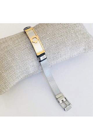 Ay Yıldız Türk Bayrağı Hasır Kemer Kordonlu Çelik Bileklik 22cm Altın - Gümüş