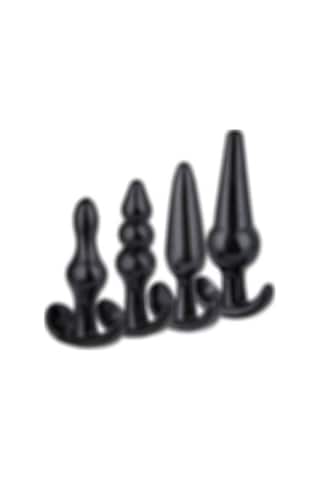 Erofoni Yeni Nesil 4 Adet Farklı Boyda Anal Açıcı Gevşetici Siyah Zenci Plug Seti