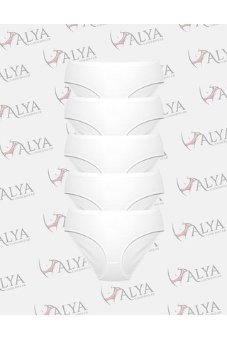 Alya Underwear Kadın Pamuklu Hipster - Slip Külot 5 Farklı Renk 1 Pakette Beyaz