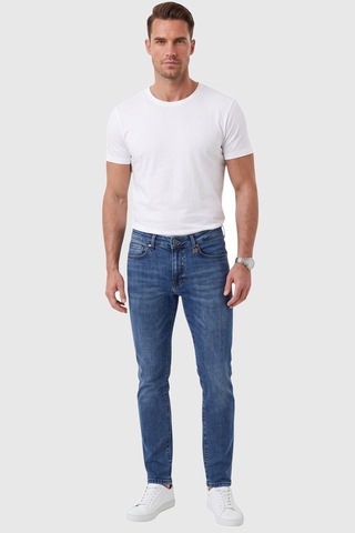 Rizzup Erkek Slim Fit Likralı Taşlanmış Mavi Jean Yumuşak Dokulu Esnek Dar Paça Kot Pantolon 2600991