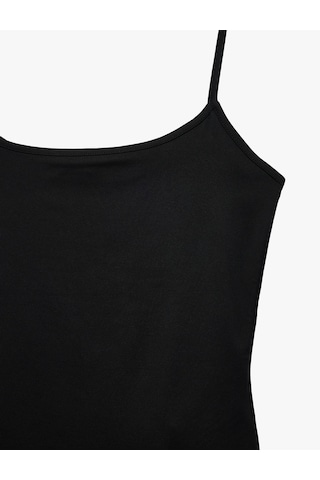 Koton Slim Fit İp Askılı Atlet Siyah 6sak10292ek
