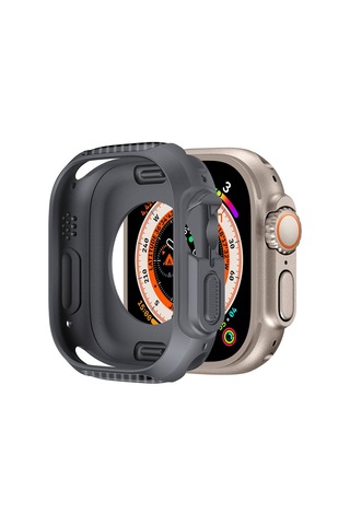 Watch Ultra 49mm Silikon Tpu Kasa Koruyucu Mkst Watch Gard 31 - Gri