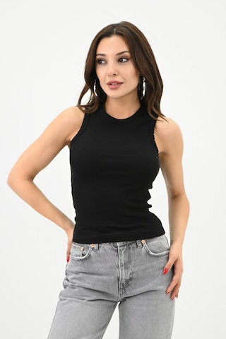 Koza Butik Kadın Bisiklet Yaka Kolsuz Bluz 1755-24 001