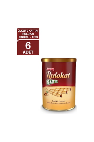 Ülker 9 Kat Tat Rulokat Fındıklı Rulo Gofret 6 x 170 G
