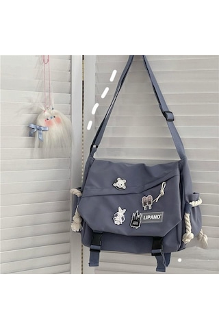 Mavi Naylon Çanta Omuz Çantası Büyük Kapasiteli Crossbody Çanta Genç Messenger Çanta Öğrenci Okul Çantaları İçin Mavi