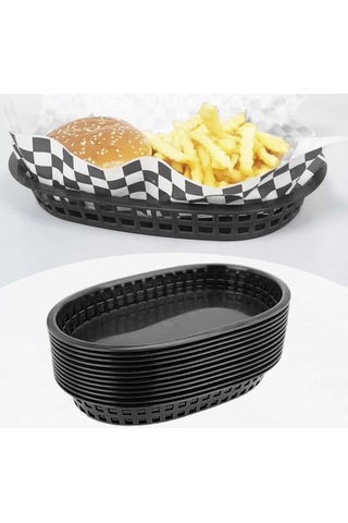 Pazly Suntek Siyah Sepeti Restoran Oval Food Fast Adet 12 Tj Siyah