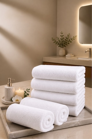 2 Adet Beyaz 50x85 Cm 200 Gram Bukle - Armür Otel El-yüz Havlusu Beyaz