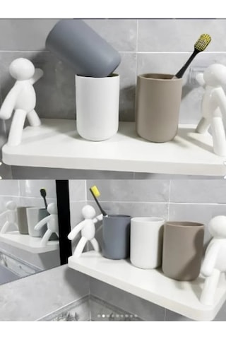 İnsan Figürlü Yapışkanlı Çok Amaçlı Duvar Rafı Çok Renkli