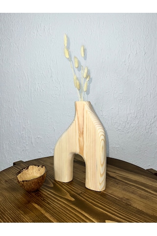 Doğal Ahşap Dekoratif Biblo Vazo