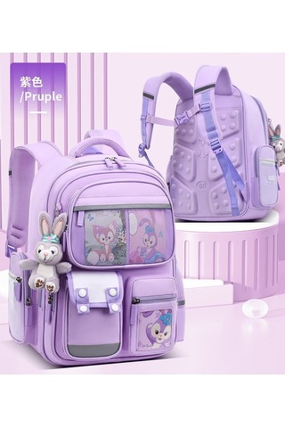 2025 Yeni Çocuk Okul Çantası Mor Büyük Boy
