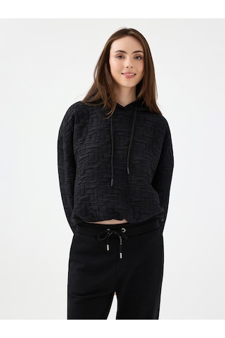 Crop Kadın Sweatshirt Siyah