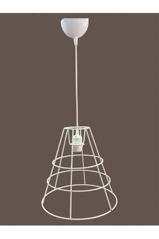 Huni Avize Teli , İskeleti Uzun Boy 30x30 Cm Beyaz Statik Boyalı Duy Takımı Dahil Beyaz