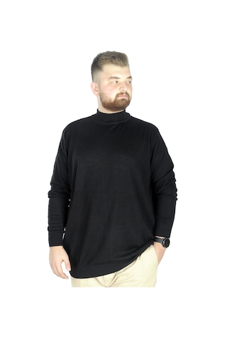 Mode Xl Büyük Beden Kazak Yarım Balıkçı 22208 Siyah 001