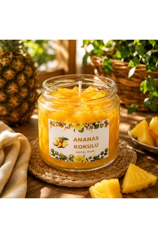 Reçel Mum Ananas Kokulu Mum Dekoratif Mum Sarı