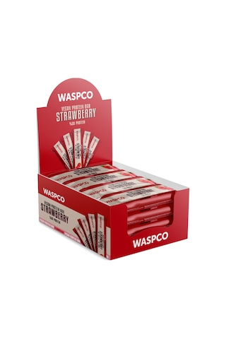 Waspco Vegan Protein Bar Çilekli 40g x 12 Adet