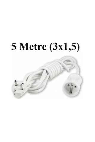 Topraklı Uzatma Seyyar Kablosu 5 Metre Tekli Priz 3x1,5 Mm Seyyar Uzatma Kablosu 5 M