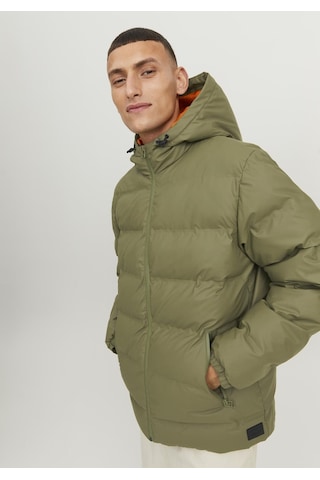 Jack & Jones Suya Ve Rüzgara Dayanıklı Kapüşonlu Puffer Mont - Elements 12239020 Olive Branch Siyah