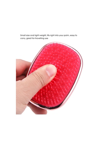 Moveevo Mini Taşınabilir Elektrokaplama Renkli Saç Tarağı, Uzun Ve Kısa Dişler Dönüşümlü, Gül Kırmızısı