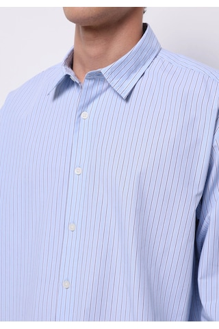 Colin's Colins Boxy Fıt Shirt Neck Çizgili Erkek Mavi Uzun Kol Gömlek Cl1075652 Q1.v1 Bsd Blue Striped